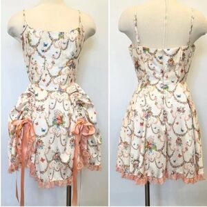 Sugar Thrillz Lush Opulence Renaissance Print Floral Corset Dress Size Small